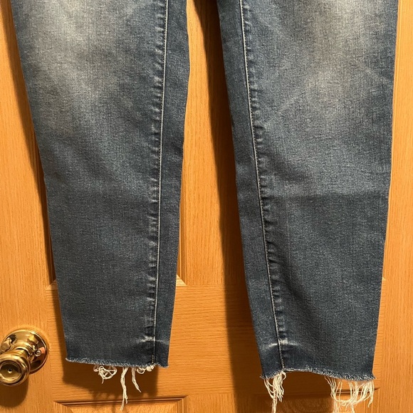 J Crew 10” Toothpick Straight Leg Denim Blue Jeans With Raw Hem Size 33 - Picture 4 of 10